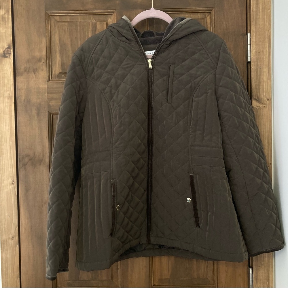 Laundry By Shelli Segal Brown Quilted Coat/Jacket XL